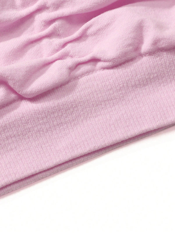 NEW Conjunto de sujetador rosa de verano comodo, delgado y transpirable con pliegues para mujer, que puede usarse como ropa exterior, ropa de dormir dulce y linda sin almohadillas