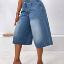 SXY Jeans de pierna ancha y ajuste holgado para mujer con bolsillo de siete puntos, casual