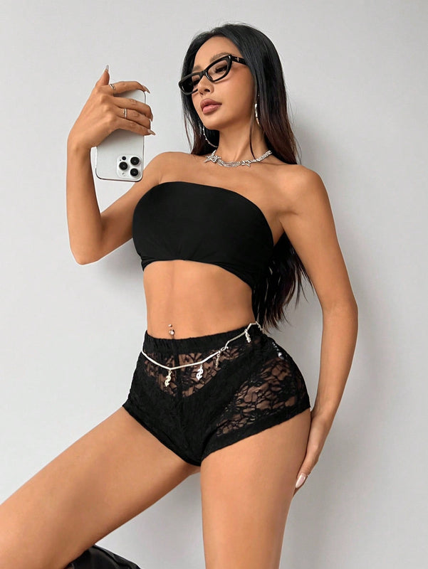 ICON Shorts sexys de encaje para mujer, ultra cortos