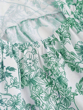 MOD Blusa sin mangas para mujer con estampado de plantas, dee de lazo trasero, dobladillo con volantes para vacaciones