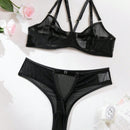 Conjunto De Sujetador De Mujeres De 1 Juego - Diseno Sexy De Malla Y Hueco Con Material Transparente
