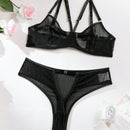 Conjunto De Sujetador De Mujeres De 1 Juego - Diseno Sexy De Malla Y Hueco Con Material Transparente