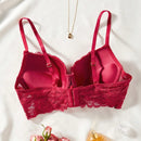 NEW 1 pieza Sosten con aros y push up de encaje floral para mujer