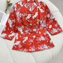 Blusa tradicional china impresa con flores para uso diario
