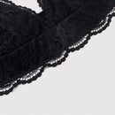 Sosten sexy y comodo de copa triangular de encaje negro para mujer con tirantes delgados
