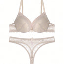 Conjunto de sujetador Push-Up y tanga de encaje sexy frances para mujeres