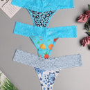Conjunto de 3 tangas femeninas Morvia con encaje en contraste, patron de puntos de fresa lindo, estampado de leopardo y surtido de colores