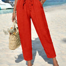 Pantalones de cintura con cordon con bolsillo oblicuo