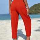 Pantalones de cintura con cordon con bolsillo oblicuo