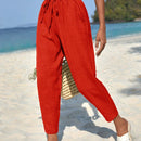 Pantalones de cintura con cordon con bolsillo oblicuo