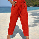 Pantalones de cintura con cordon con bolsillo oblicuo