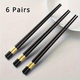 Conjunto de palillos antideslizantes de fibra de vidrio: 1/3/6 pares, reutilizables, aptos para lavavajillas, fáciles de limpiar, negros, perfectos para el hogar, el hotel y los restaurantes.