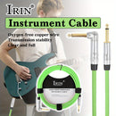 IRIN GT-115 Cable de Audio para Instrumentos de 3 Metros y 6.35mm para Guitarra Eléctrica Acústica y Bajo con Reducción de Ruido - Ángulo Recto a Recto - Verde