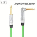 IRIN GT-115 Cable de Audio para Instrumentos de 3 Metros y 6.35mm para Guitarra Eléctrica Acústica y Bajo con Reducción de Ruido - Ángulo Recto a Recto - Verde