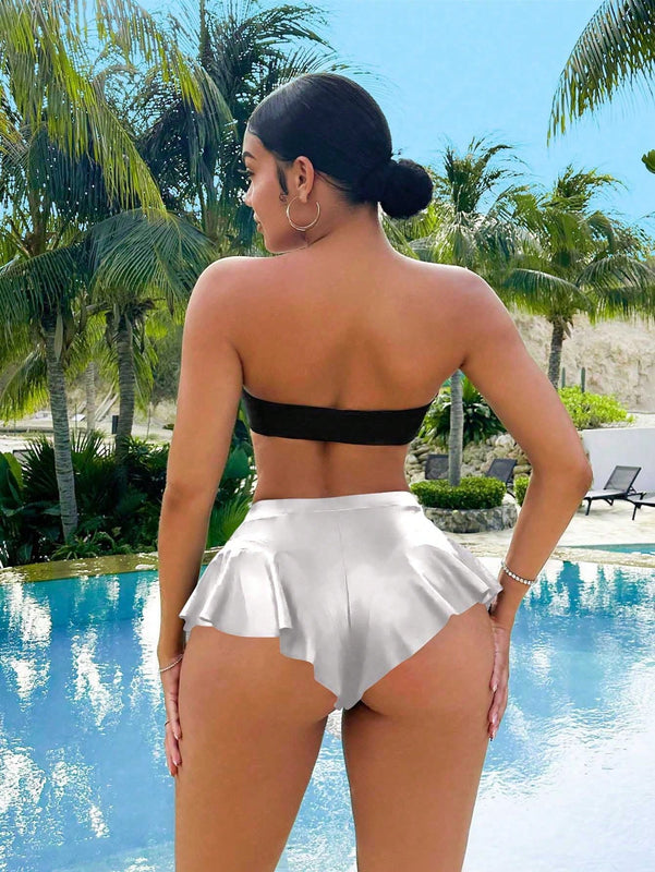 SXY Falda pantalon unicolor y sexy para el verano, perfecta para las chicas que les gusta la fiesta