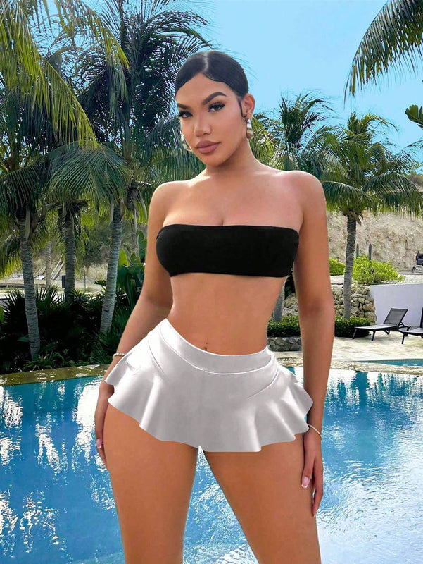 SXY Falda pantalon unicolor y sexy para el verano, perfecta para las chicas que les gusta la fiesta