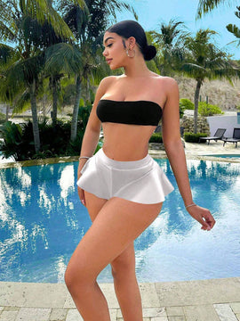 SXY Falda pantalon unicolor y sexy para el verano, perfecta para las chicas que les gusta la fiesta