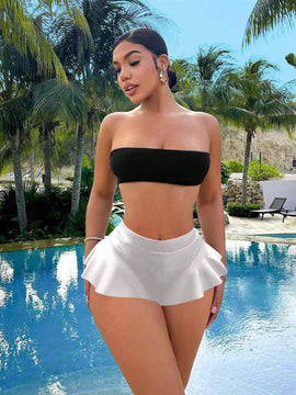 SXY Falda pantalon unicolor y sexy para el verano, perfecta para las chicas que les gusta la fiesta