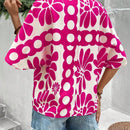 NEW  VCAY Camiseta femenina de estilo casual de vacaciones con estampado completo y cuello en V para el verano