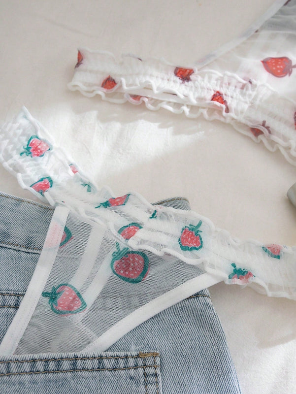 NEW Tangas transparentes femeninas lindas y a la moda con estampado de frutas, paquete de 3