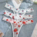 NEW Tangas transparentes femeninas lindas y a la moda con estampado de frutas, paquete de 3