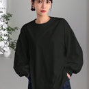 Camiseta holgada casual de manga larga con cuello redondo y hombros caidos para mujer de unicolor de primavera/verano