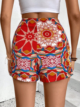 VCAY Shorts de playa impresos con cordon para vacaciones de primavera/verano