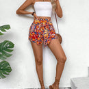 VCAY Shorts de playa impresos con cordon para vacaciones de primavera/verano