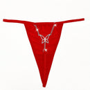1 pieza Tanga sexy con adorno de mariposa de unicolor y cadena de metal
