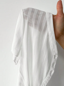 EZwear Camisa a rayas ajustada y recortada con elasticidad transparente