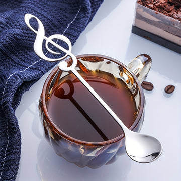 Cuchara Elegante de Acero Inoxidable para Café y Postres con Diseño Creativo de Nota Musical - Ideal para Hogar, Oficina, Residencias Universitarias y Cafeterías - Accesorio de Cubertería Duradero, Accesorios para Bar de Café