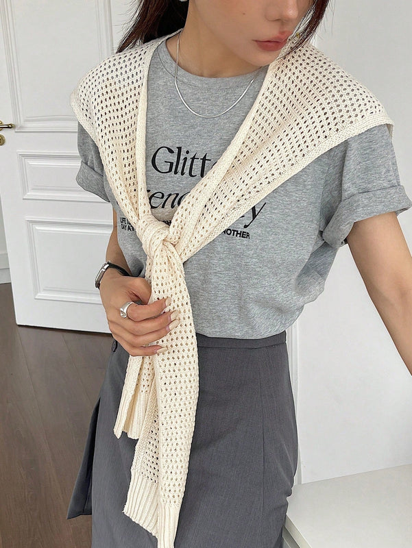 DAZY Chaleco sueter estilo capa para mujer con huecos y en unicolor