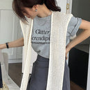 DAZY Chaleco sueter estilo capa para mujer con huecos y en unicolor