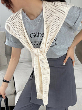 DAZY Chaleco sueter estilo capa para mujer con huecos y en unicolor