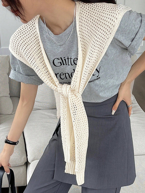 DAZY Chaleco sueter estilo capa para mujer con huecos y en unicolor