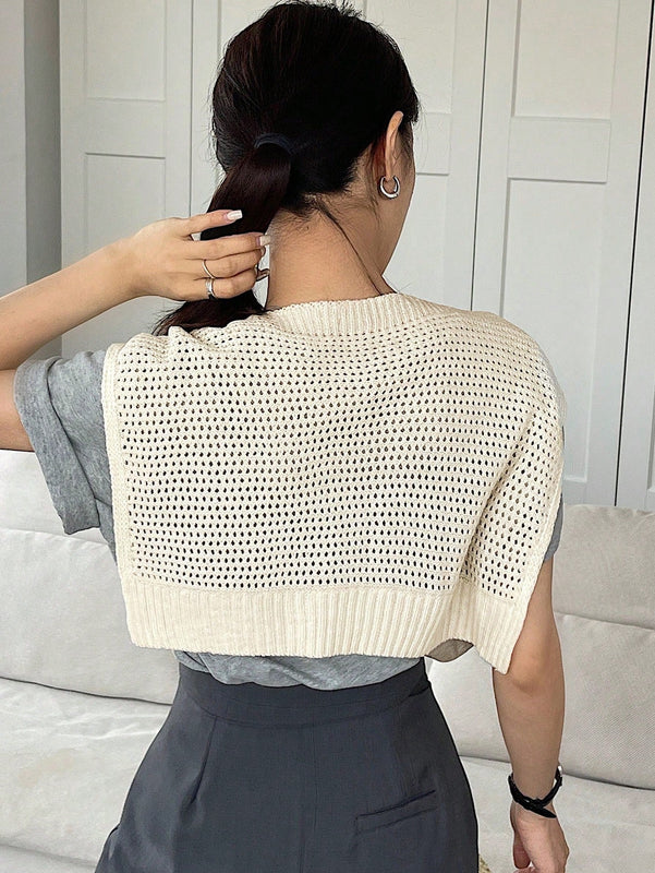 DAZY Chaleco sueter estilo capa para mujer con huecos y en unicolor