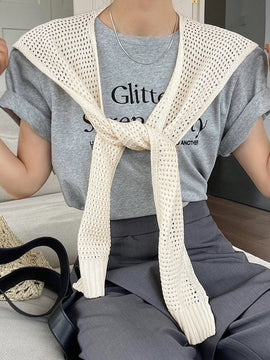 DAZY Chaleco sueter estilo capa para mujer con huecos y en unicolor