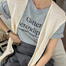 DAZY Chaleco sueter estilo capa para mujer con huecos y en unicolor