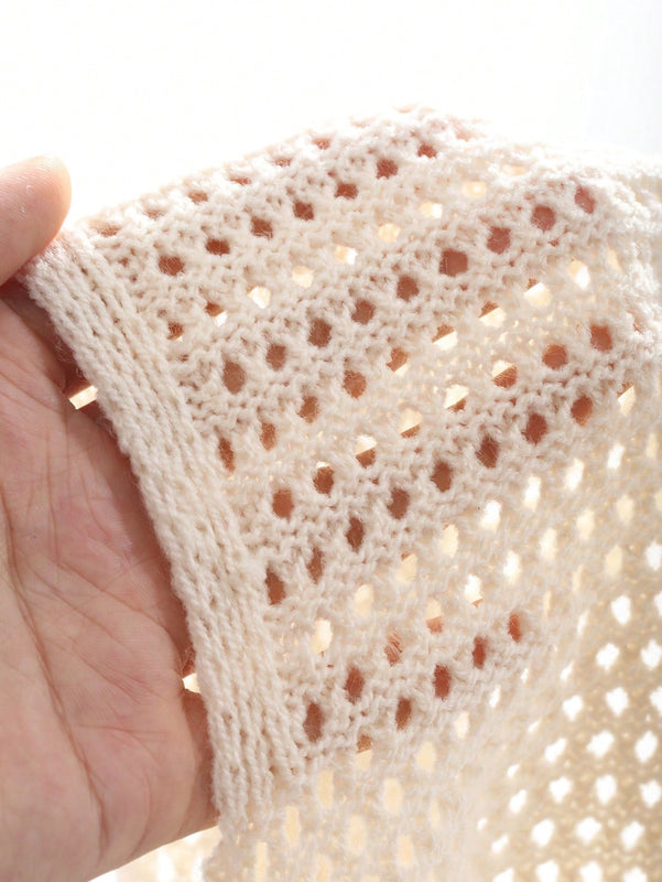 DAZY Chaleco sueter estilo capa para mujer con huecos y en unicolor