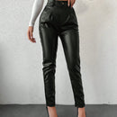 Pantalones de piel sintetica para mujer