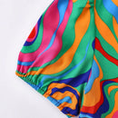 LUNE Camisa de manga abombada con estampado tie-dye para mujeres, ideal para vacaciones y tiempo de ocio
