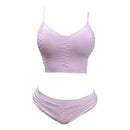 NEW Conjunto de sujetador rosa de verano comodo, delgado y transpirable con pliegues para mujer, que puede usarse como ropa exterior, ropa de dormir dulce y linda sin almohadillas