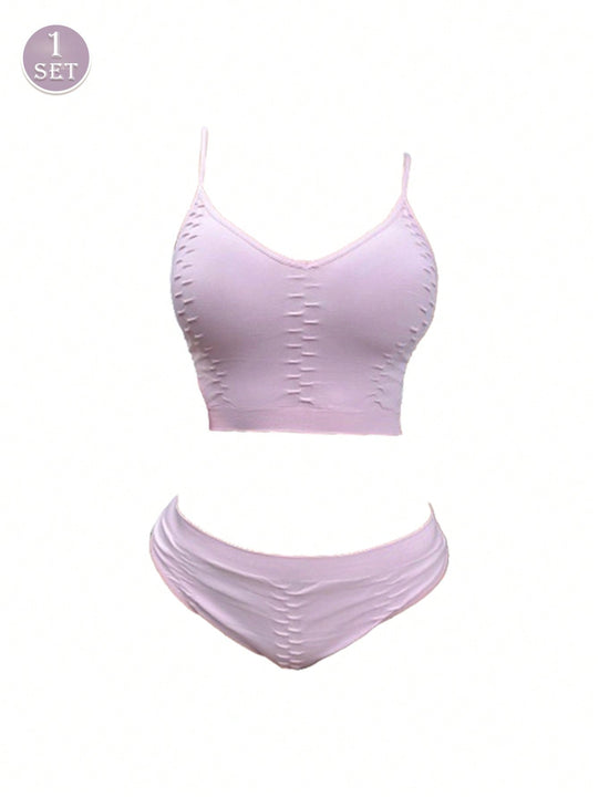 NEW Conjunto de sujetador rosa de verano comodo, delgado y transpirable con pliegues para mujer, que puede usarse como ropa exterior, ropa de dormir dulce y linda sin almohadillas