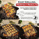 1-Pack Cesta para Parrilla de Acero al Carbono 38.1x81.28 cm - Resistente, Anticorrosiva y Gran Capacidad para Carne, Camarones, Verduras - Cocina al Aire Libre, Camping, Picnics - Mangos Ergonómicos y Distribución Uniforme del Calor