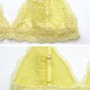 Sujetador floral para mujeres con pequenos senos, ropa interior femenina, sujetador de encaje, top de sujetador amarillo, sujetadores suaves sin costuras para mujeres, copa triangular, lenceria sexy para senos pequenos