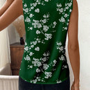 Clasi Camisa informal sin mangas para mujer con escote en V y estampado floral para vacaciones