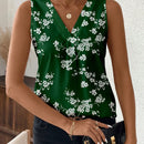 Clasi Camisa informal sin mangas para mujer con escote en V y estampado floral para vacaciones