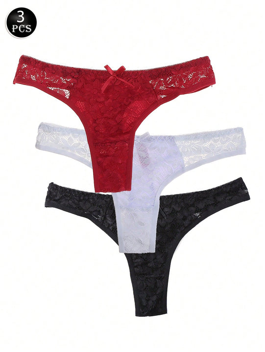 NEW Conjunto de ropa interior comoda y sexy de encaje para mujeres de 3 piezas