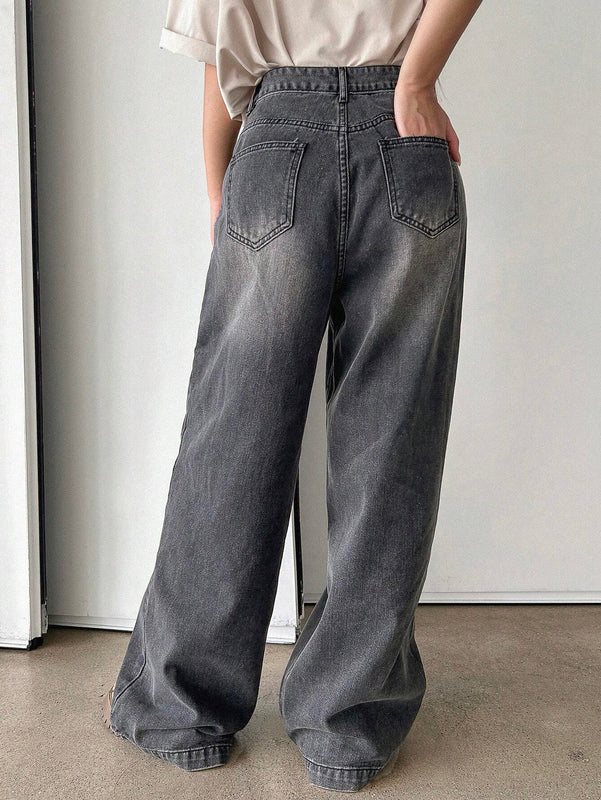 DAZY Jeans casuales de pierna recta para mujer para uso diario