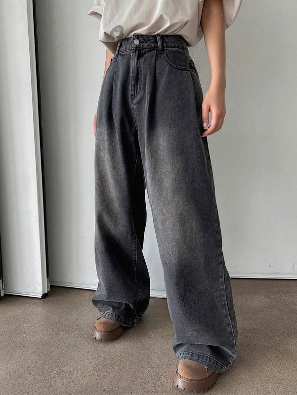 DAZY Jeans casuales de pierna recta para mujer para uso diario